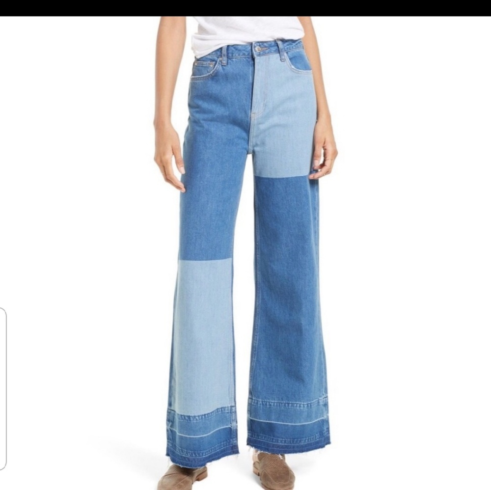 Free people high wasted block pattern jeans
